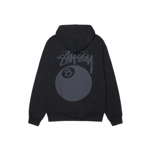 Stussy 8 Ball Pigment Dyed Hoodie Black Stussy 8 Ball Pigment Dyed Hoodie Black