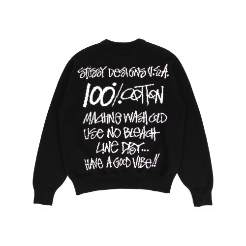 Оригинальный шмот Stussy Care Label Sweater Black - 70см