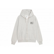 Stussy x Nike Fleece Zip Hoodie (SS24) Grey Heather