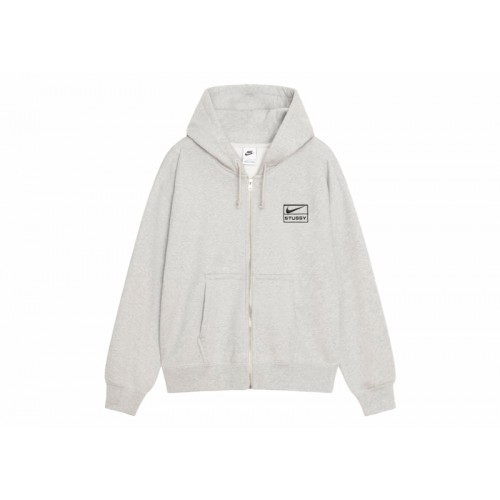 Stussy x Nike Fleece Zip Hoodie (SS24) Grey Heather