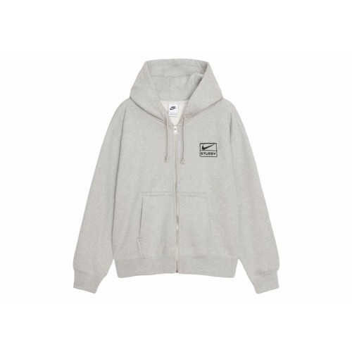 Stussy x Nike Fleece Zip Up Hoodie (Asia Sizing FW23) Grey