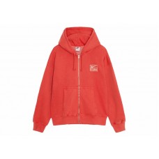 Stussy x Nike Pigment Dyed Fleece Zip Hoodie (Asia Sizing) Habanero Red