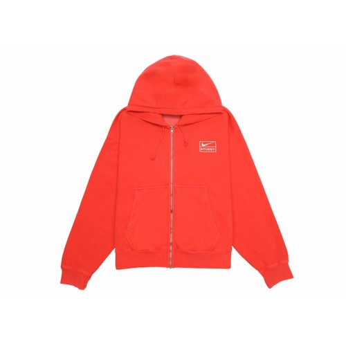 Stussy x Nike Pigment Dyed Fleece Zip Hoodie Habanero Red