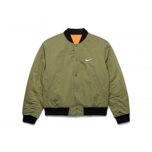 Stussy x Nike Reversible Varsity Jacket Medium Olive/Bright Mandarin