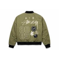 Stussy x Nike Reversible Varsity Jacket Medium Olive/Bright Mandarin
