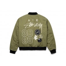Stussy x Nike Reversible Varsity Jacket Medium Olive/Bright Mandarin
