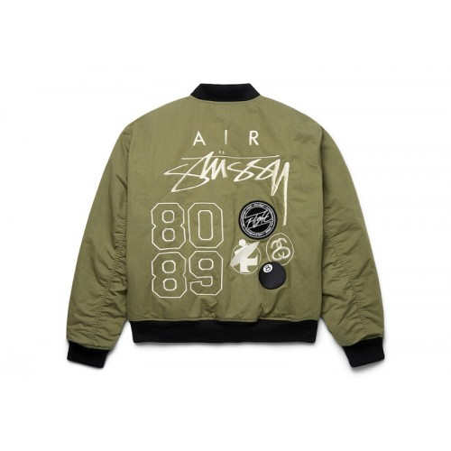 Stussy x Nike Reversible Varsity Jacket Medium Olive/Bright Mandarin