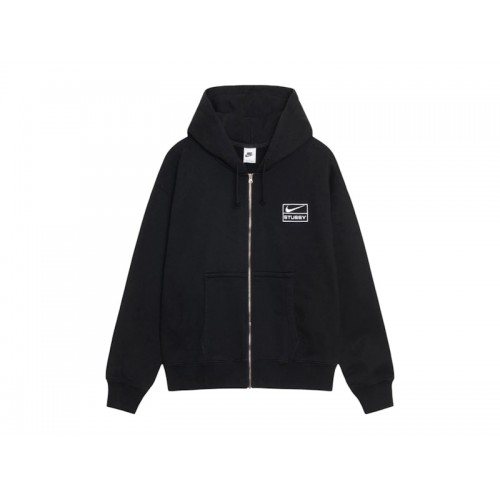 Stussy x Nike Stone Washed Fleece Zip Hoodie (FW25) Black