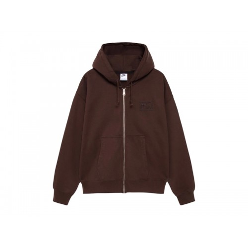 Stussy x Nike Stone Washed Fleece Zip Hoodie (FW25) Dark Cinder