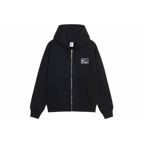 Stussy x Nike Stone Washed Fleece Zip Hoodie (SS24) Black
