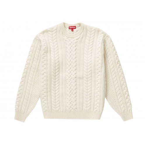 Оригинальный шмот Supreme Appliqué Cable Knit Sweater Ivory
