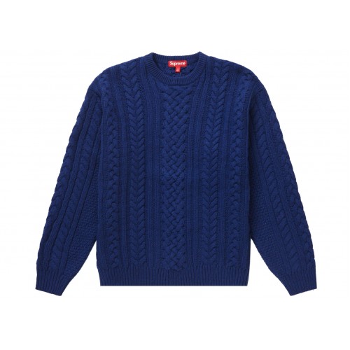 Оригинальный шмот Supreme Appliqué Cable Knit Sweater Navy