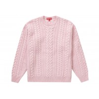 Supreme Appliqué Cable Knit Sweater Pink