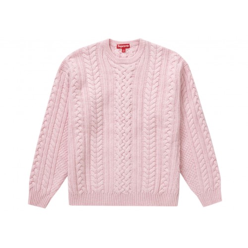 Оригинальный шмот Supreme Appliqué Cable Knit Sweater Pink