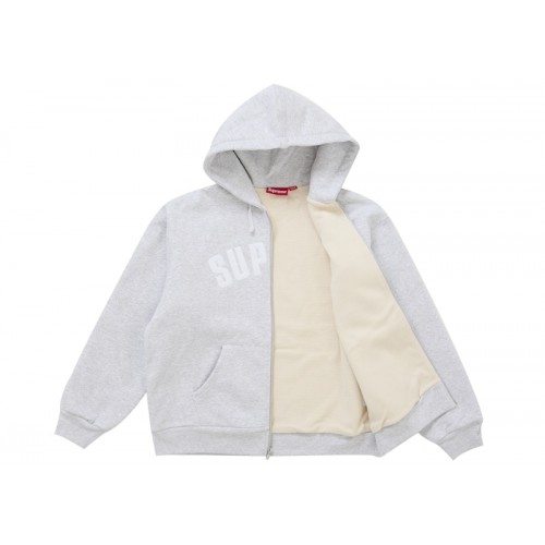 Supreme Arc Thermal Lined Zip Up Hooded Sweatshirt Ash Grey