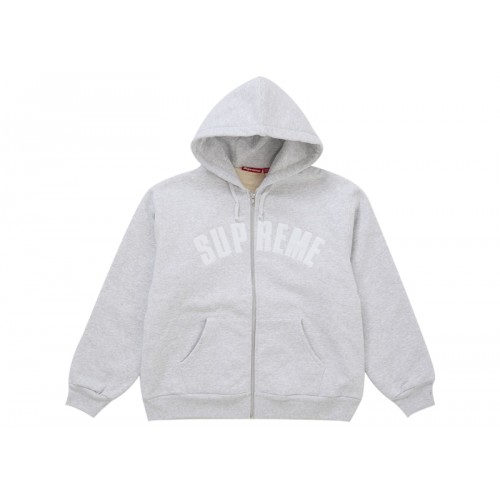 Supreme Arc Thermal Lined Zip Up Hooded Sweatshirt Ash Grey