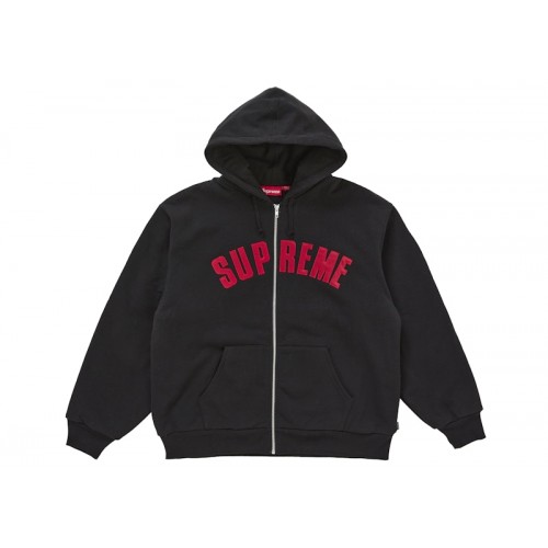 Supreme Arc Thermal Lined Zip Up Hooded Sweatshirt Black
