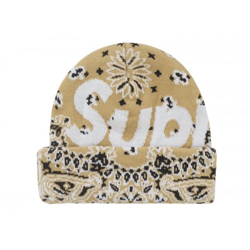 Supreme Bandana Big Logo Beanie Beige