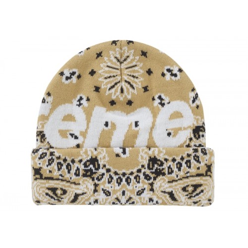 Supreme Bandana Big Logo Beanie Beige