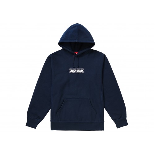 Оригинальный шмот Supreme Bandana Box Logo Hooded Sweatshirt Navy