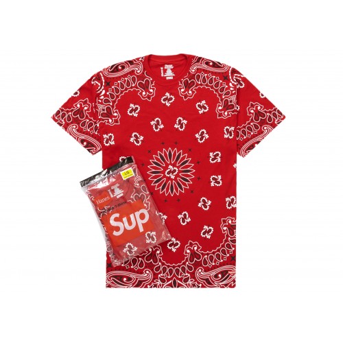 Оригинальный шмот Supreme Hanes Bandana Tagless Tees (2 Pack) Red - 70см