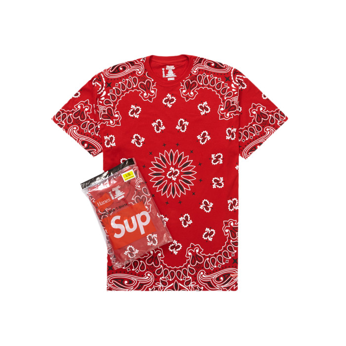 Supreme x Hanes Bandana Tagless Tees (2 Pack) Red