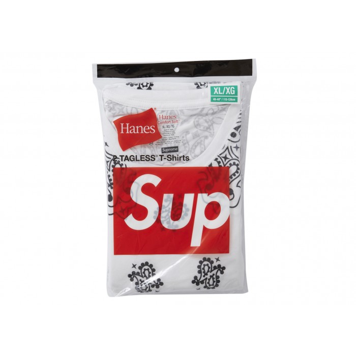 Supreme Hanes Bandana Tagless Tees 2 Pack White