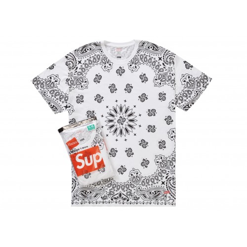 Оригинальный шмот Supreme Hanes Bandana Tagless Tees (2 Pack) White - 70см