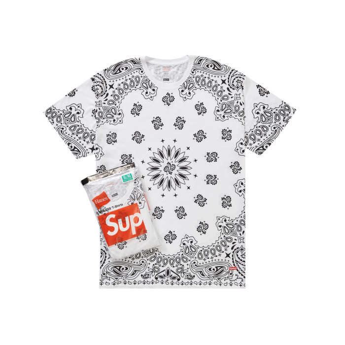 Supreme x Hanes Bandana Tagless Tees (2 Pack) White