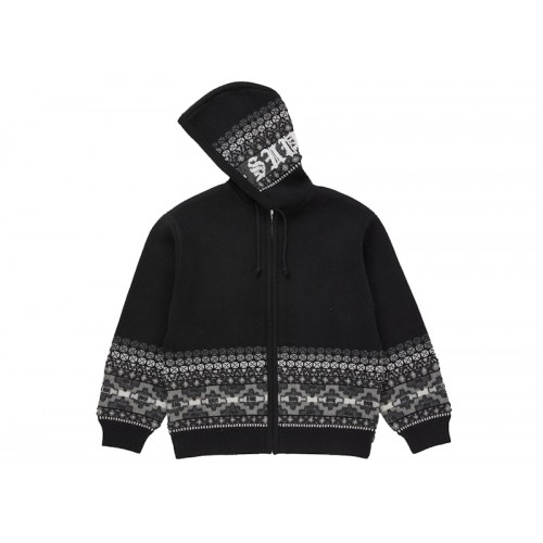 Supreme Beaded Zip Up Hooded Sweater Black
