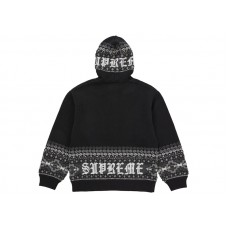 Supreme Beaded Zip Up Hooded Sweater Black