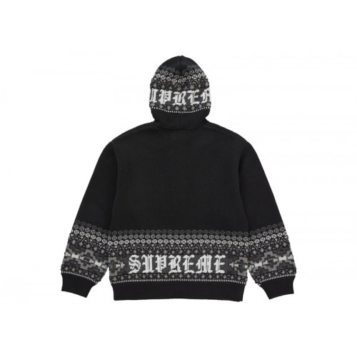 Supreme Beaded Zip Up Hooded Sweater Black