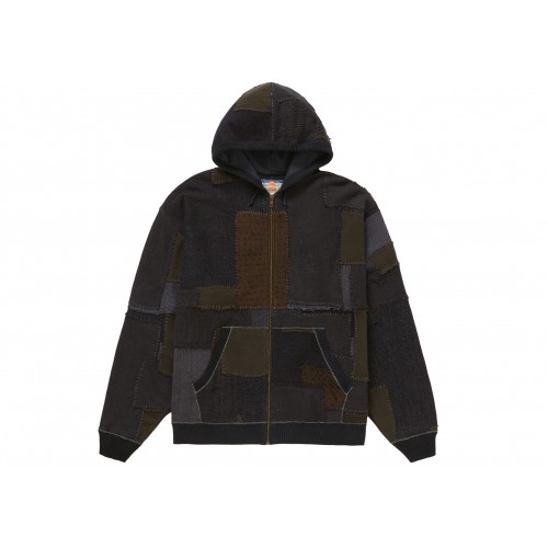 Оригинальный шмот Supreme Blackmeans Patchwork Zip Up Hooded Sweater Black