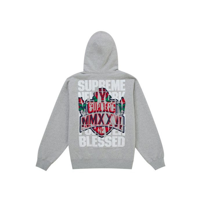 Худи Supreme Blessed Applique Zip Up Hooded Sweatshirt Heather Grey Худи Supreme Blessed Applique Zip Up Hooded Sweatshirt Heather Grey