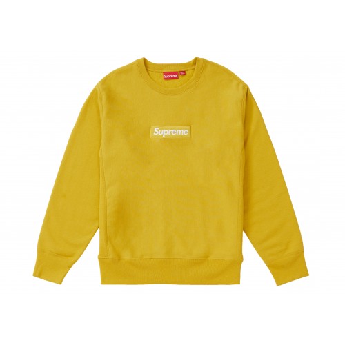 Оригинальный шмот Supreme Box Logo Crewneck (FW18) Mustard