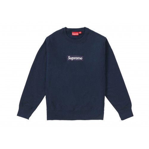 Оригинальный шмот Supreme Box Logo Crewneck (FW18) Navy