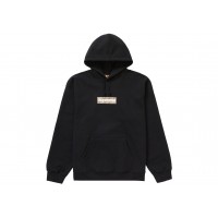 Supreme Burberry Box Logo Hooded Sweatshirt Black
