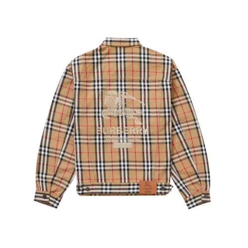 Оригинальный шмот Supreme Burberry Denim Trucker Jacket Beige - 70см