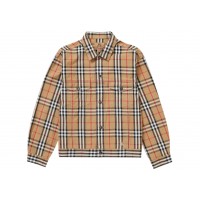 Supreme Burberry Denim Trucker Jacket Beige