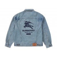 Supreme Burberry Denim Trucker Jacket Washed Blue