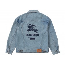 Supreme Burberry Denim Trucker Jacket Washed Blue