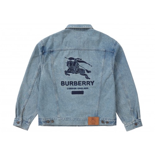 Оригинальный шмот Supreme Burberry Denim Trucker Jacket Washed Blue - 70см