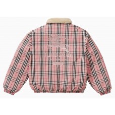 Supreme Burberry Shearling Collar Down Puffer Jacket Pink