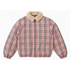 Supreme Burberry Shearling Collar Down Puffer Jacket Pink