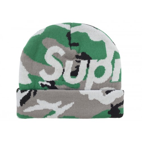 Supreme Camo Big Logo Beanie Green Camo