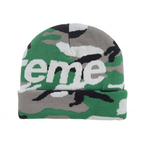 Supreme Camo Big Logo Beanie Green Camo