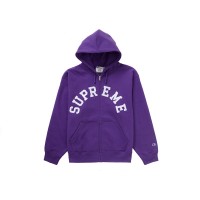 Supreme Champion Zip Up Hooded Sweatshirt Purple