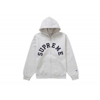 Supreme Champion Zip Up Hooded Sweatshirt Ash Grey