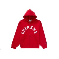 Supreme Champion Zip Up Hooded Sweatshirt Red