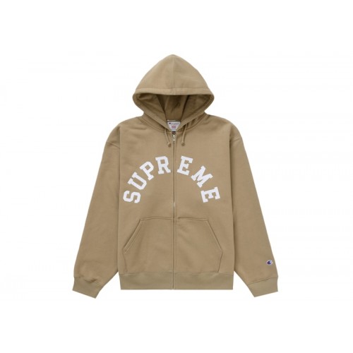 Оригинальный шмот Supreme Champion Zip Up Hooded Sweatshirt Tan
